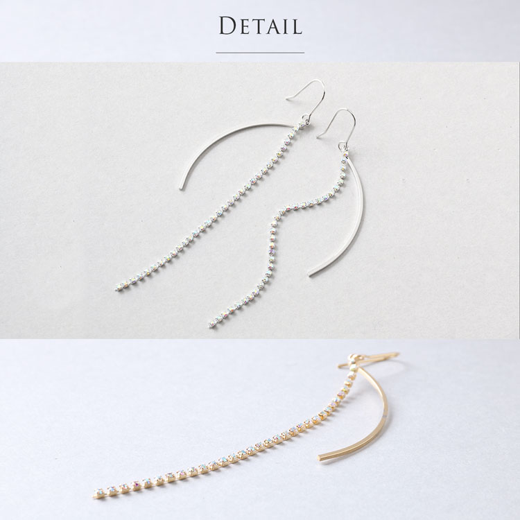 ビジュー チェーン フック ピアス