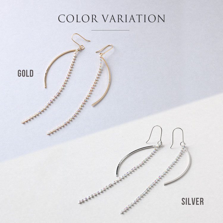 ビジュー チェーン フック ピアス