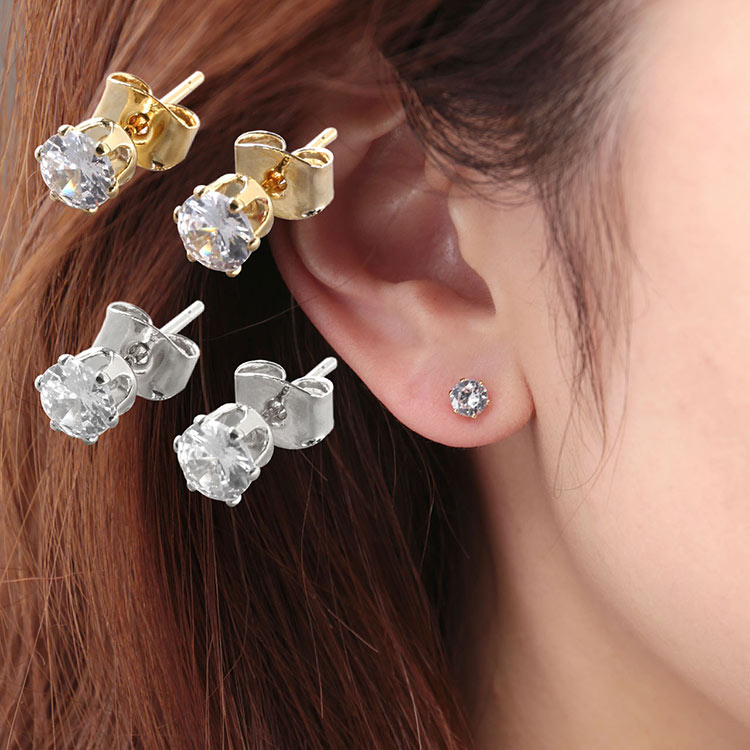 1粒 ストーン ピアス 5mm