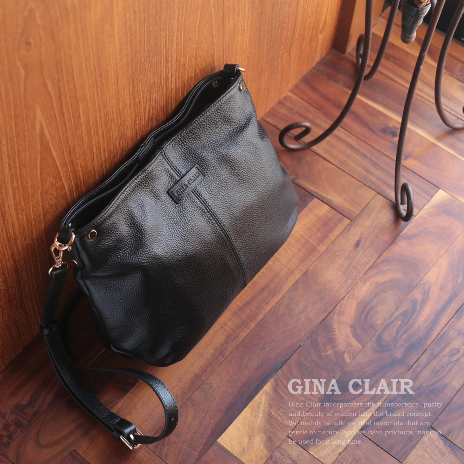 gina clair 本革 バッグ 2way ブラック