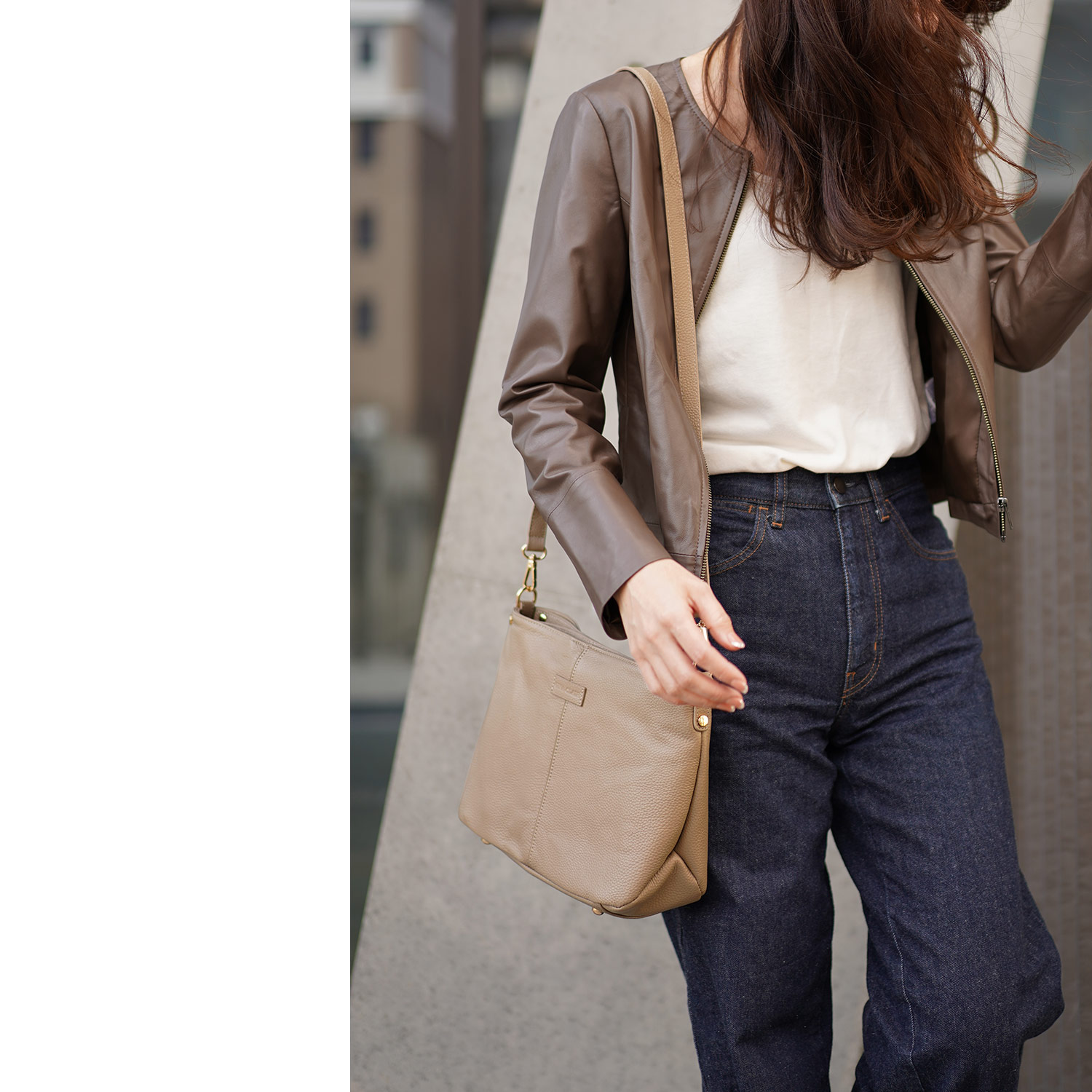 gina clair 本革 バッグ 2way ベージュ