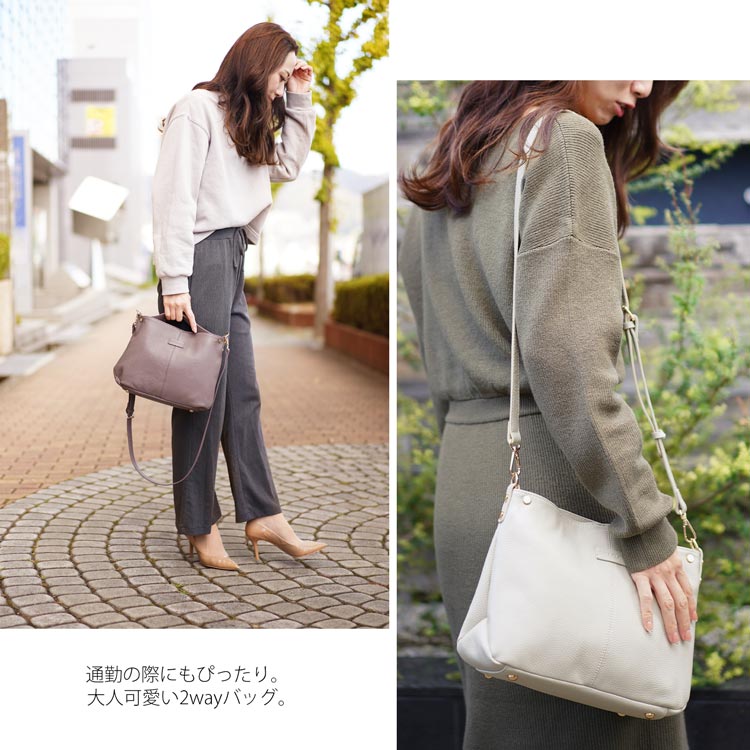gina clair 本革 バッグ 2way レトロラベンダー エクリュ