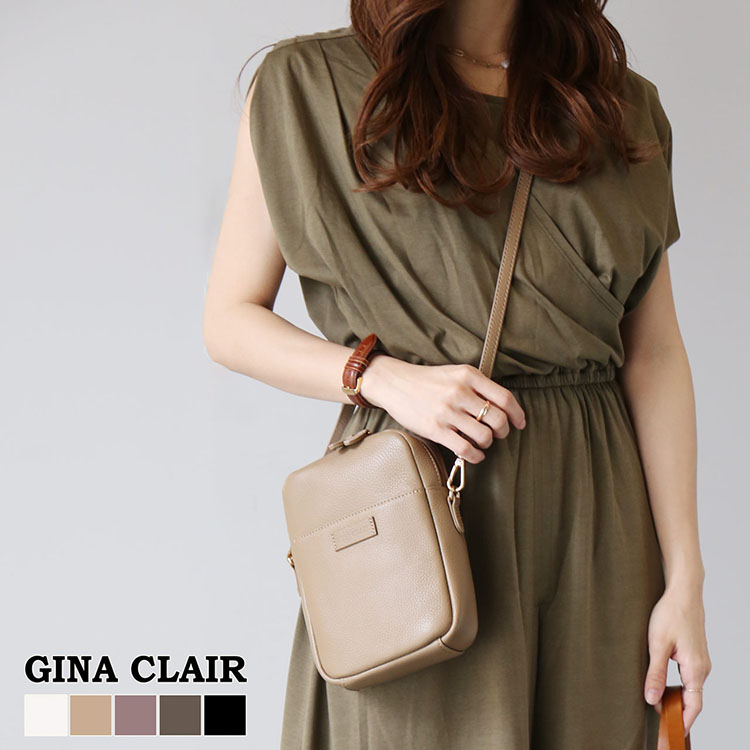 gina clair 本革 ショルダーバッグ ブラック
