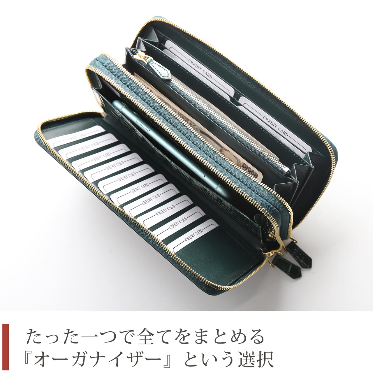 ダブルファスナーのオーガナイザー