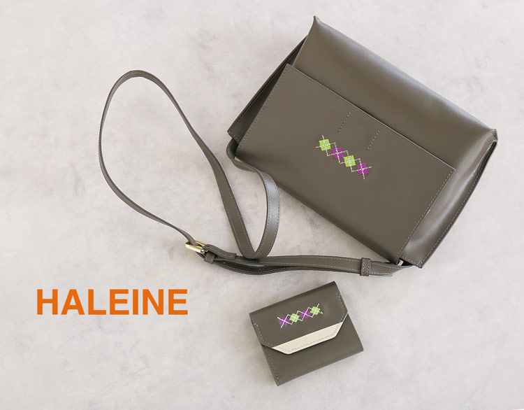 HALEINE 牛革 ショルダーバッグ 刺繍 軽量