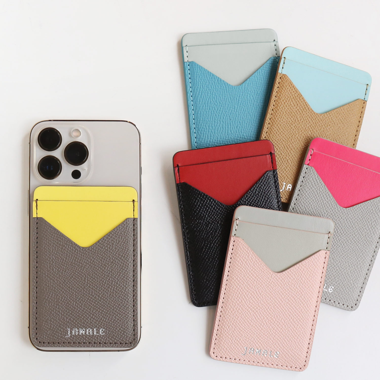 jamale 本革 スマホ カードポケット