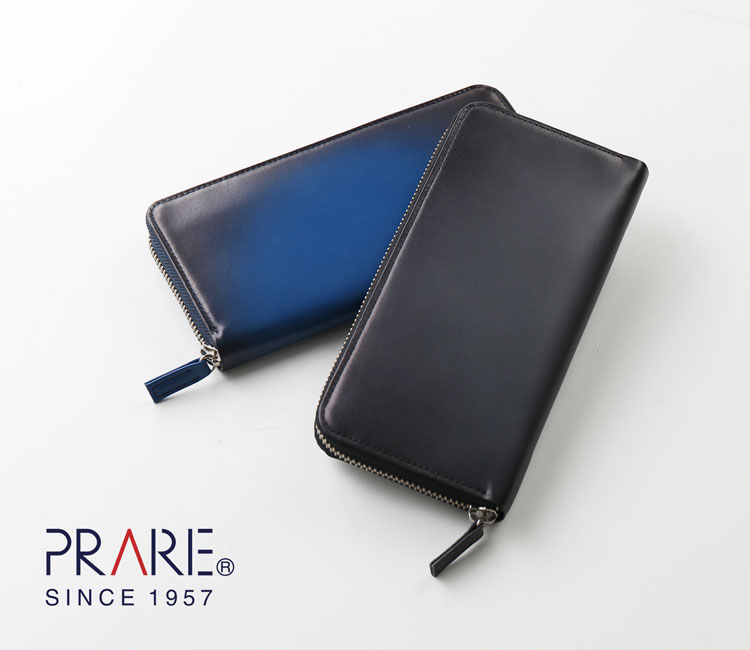 PRAIRIE プレリー 牛革 グラデーション ラウンドファスナー 長財布