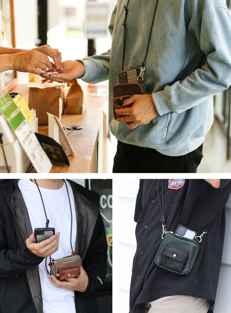 Jamale ステアーズ 日本製 牛革 スマホ ネックポーチ ショルダーポーチ スマホポーチ
