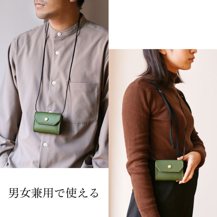 メンズ レディース ネックウォレット 財布 牛革 コンパクト ユニセックス