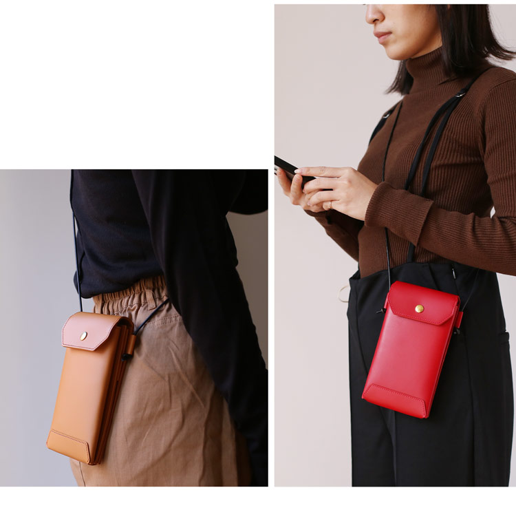 Jamale スマホポーチ 牛革 財布 レディース