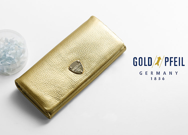 本革 長財布 GOLD PFEIL ゴールド 金色 金運 財布 金  ゴールド 金色 金運 財布 金 