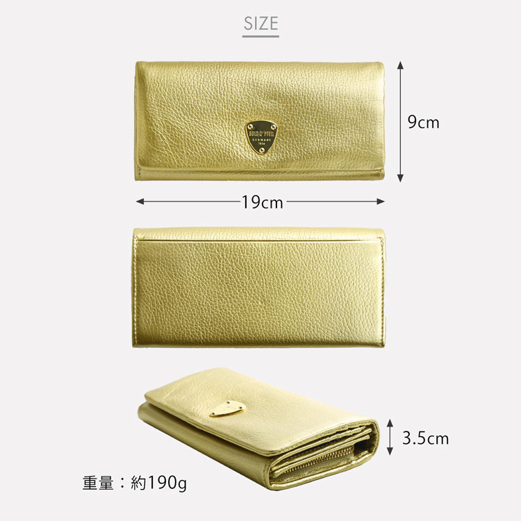 本革 長財布 GOLD PFEIL ゴールド 金色 金運 財布 金  ゴールド 金色 金運 財布 金 
