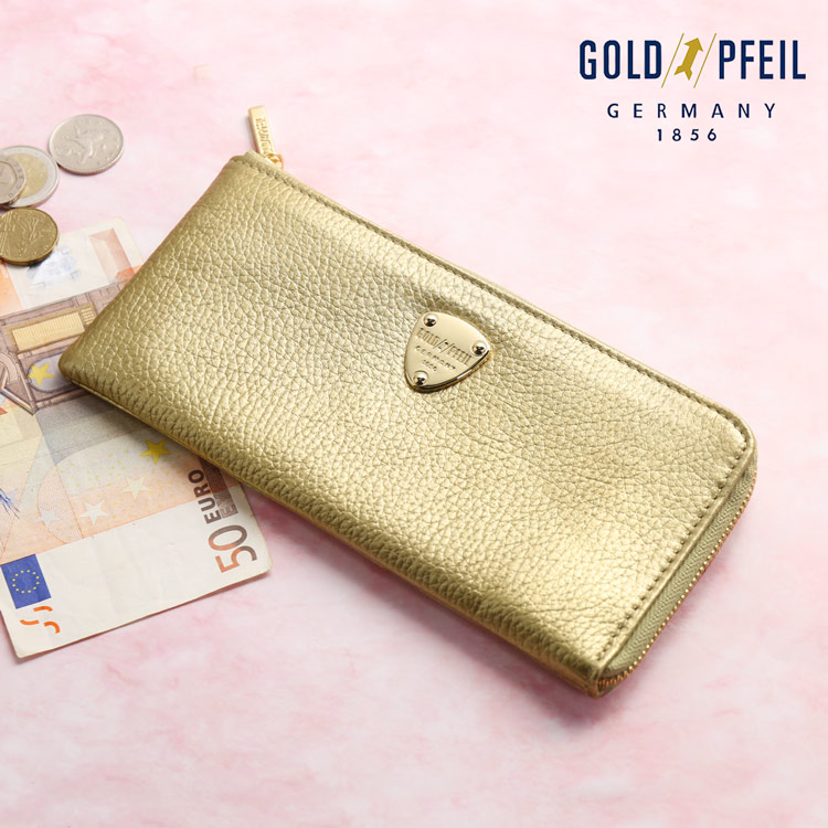 本革 長財布 GOLD PFEIL ゴールド 金色 金運 財布 金 ゴールド財布