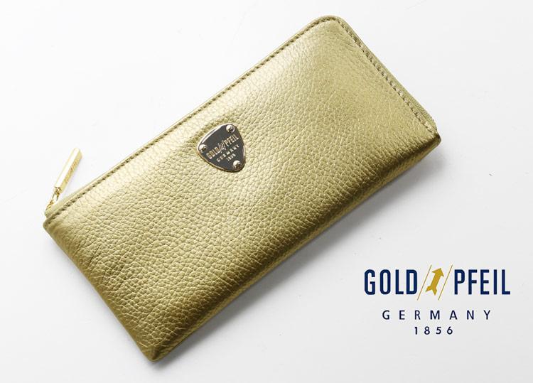 本革 長財布 GOLD PFEIL ゴールド 金色 金運 財布 金 ゴールド財布