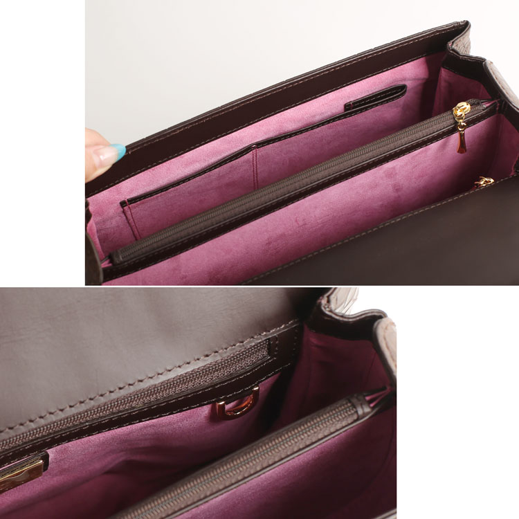 【1点限り】 クロコダイル ハンド バッグ マット 加工 2WAY ショルダー ダークブラウン