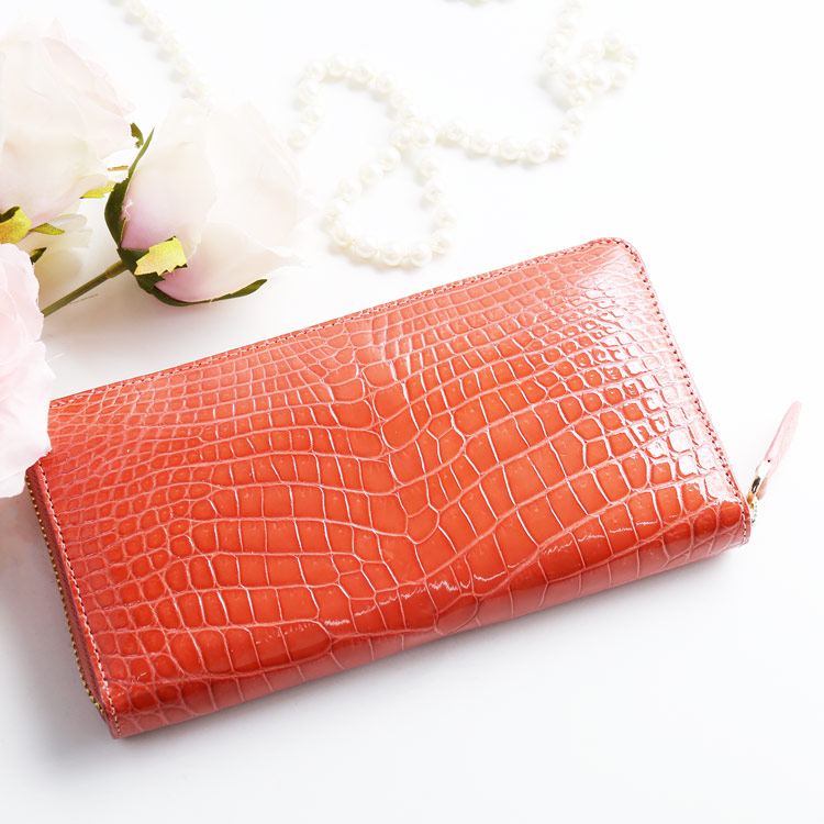 シャイニング クロコダイル 長財布 財布 ピンク レッド 大容量 大きい お財布 レディース 女性 かわいい