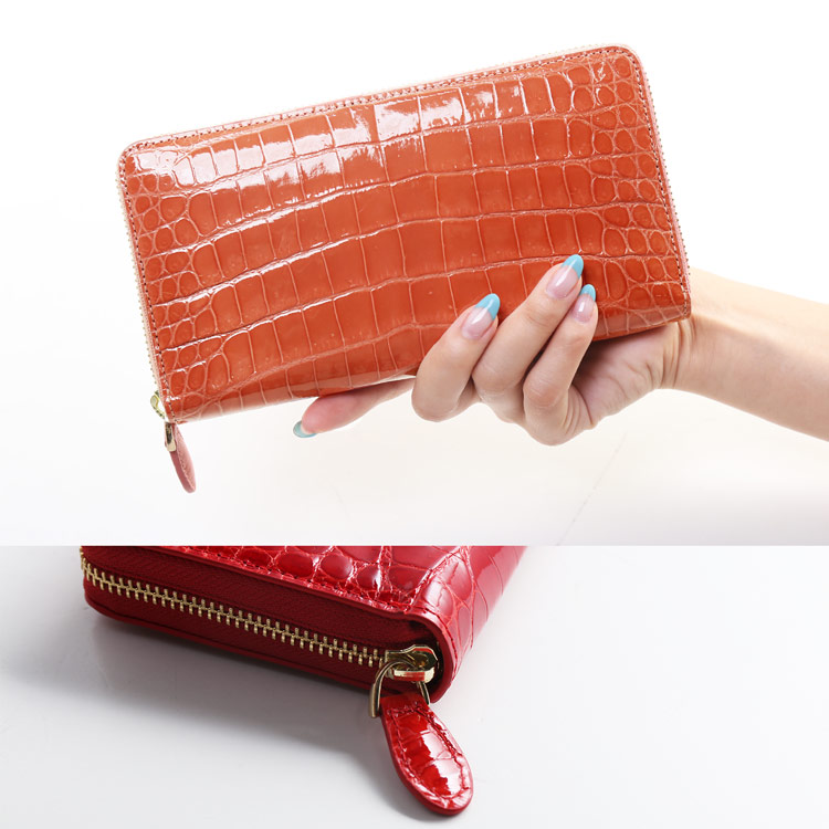 シャイニング クロコダイル 長財布 財布 ピンク レッド 大容量 大きい お財布 レディース 女性 かわいい