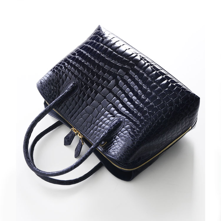 スモール クロコダイル ポロサス シャイニング 加工 センター取り 2way ハンドバッグ