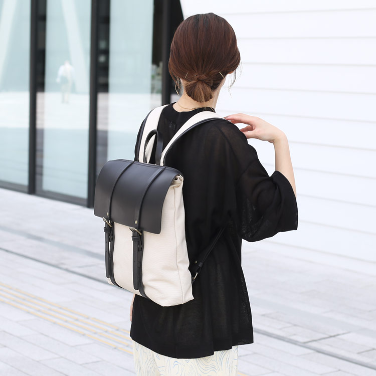 HALEINE ヌメ革 キャンバス 帆布 リュック ブラント 本革
