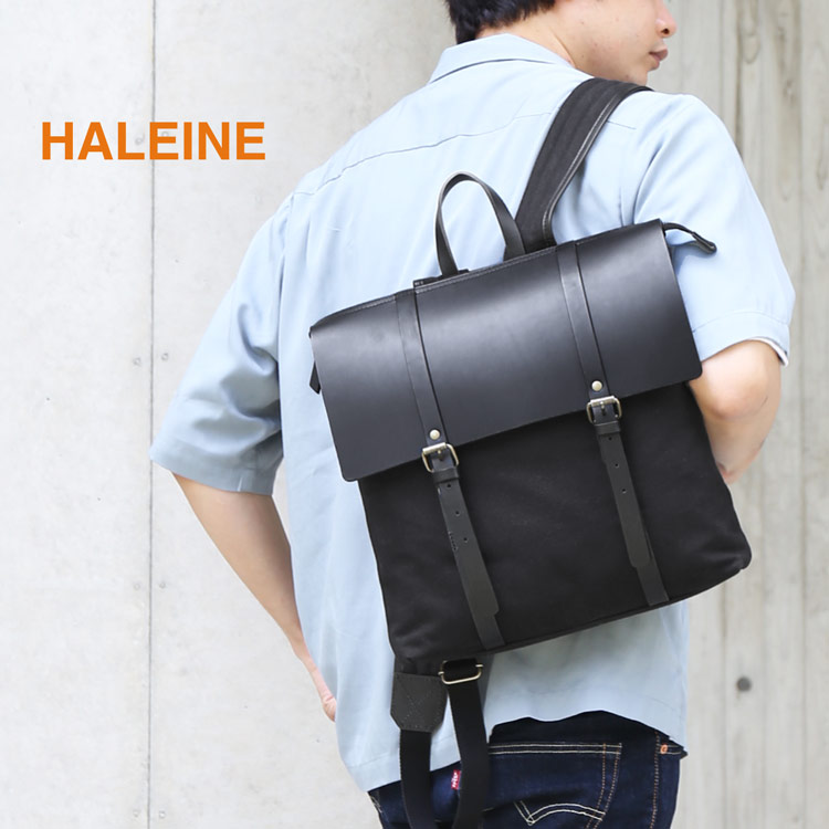 HALEINE ヌメ革 キャンバス 帆布 リュック ブラント 本革