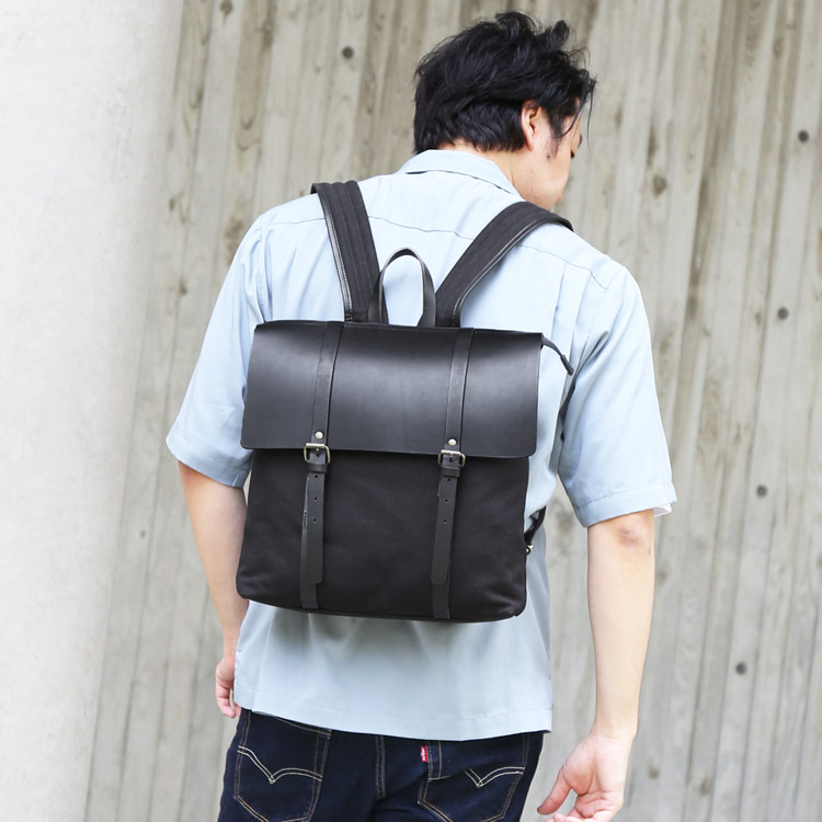 HALEINE ヌメ革 キャンバス 帆布 リュック ブラント 本革