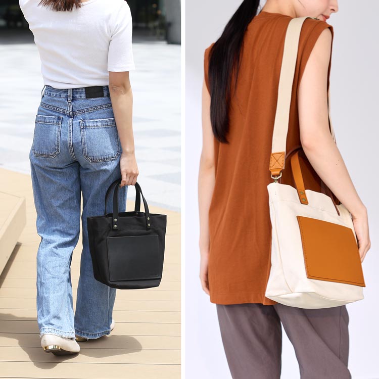 HALEINE ヌメ革 キャンバス 帆布 トート バッグ ブラント 本革