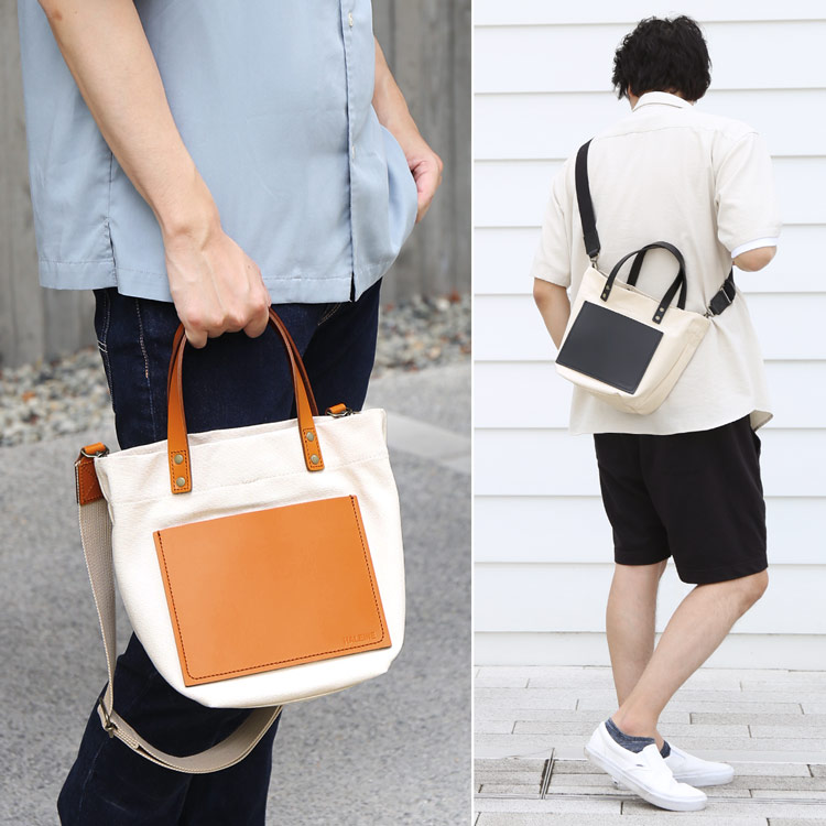 HALEINE ヌメ革 キャンバス 帆布 トート バッグ ブラント 本革