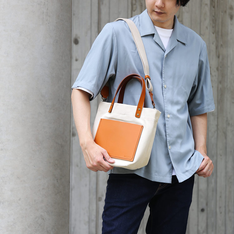 HALEINE ヌメ革 キャンバス 帆布 トート バッグ ブラント 本革