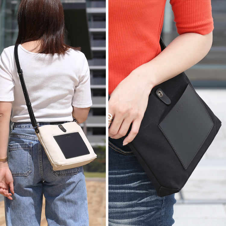 HALEINE ヌメ革 キャンバス 帆布 サコッシュ バッグ ブラント 本革