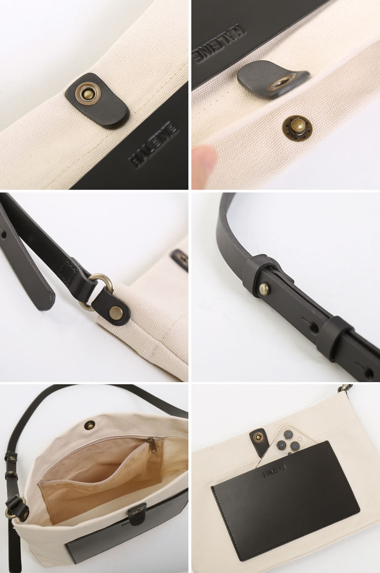 HALEINE ヌメ革 キャンバス 帆布 サコッシュ バッグ ブラント 本革