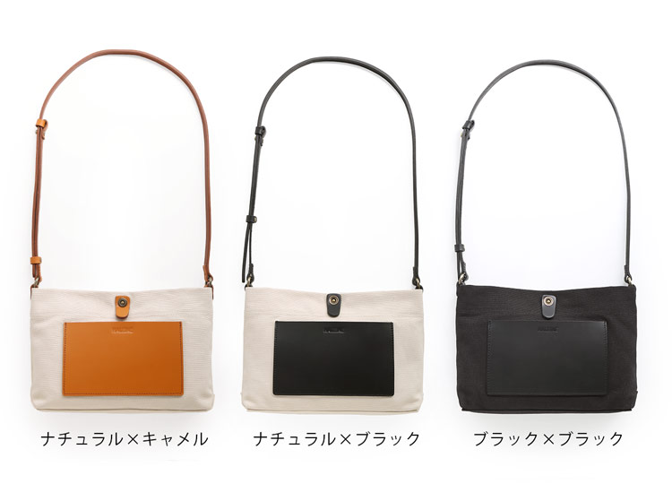 HALEINE ヌメ革 キャンバス 帆布 サコッシュ バッグ ブラント 本革