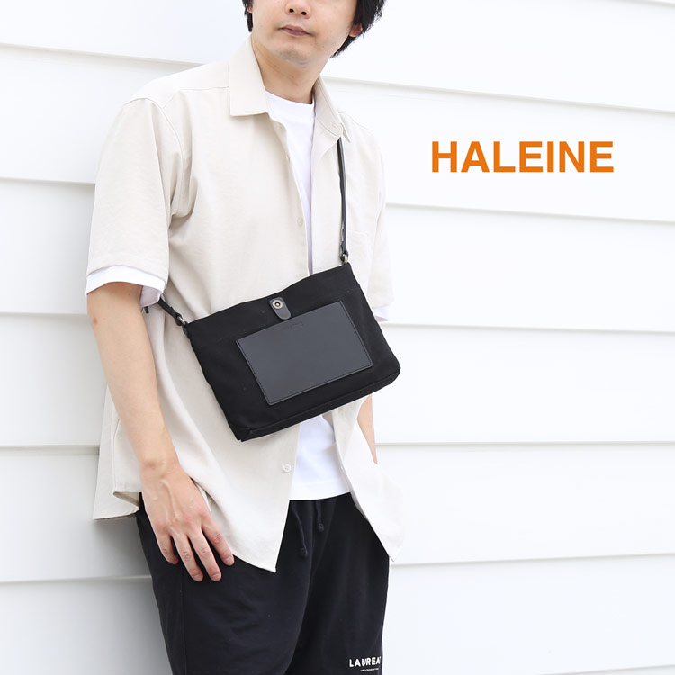 HALEINE ヌメ革 キャンバス 帆布 サコッシュ バッグ ブラント 本革