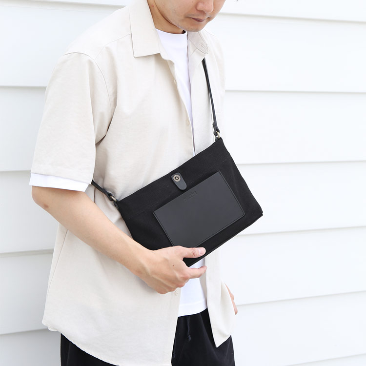 HALEINE ヌメ革 キャンバス 帆布 サコッシュ バッグ ブラント 本革
