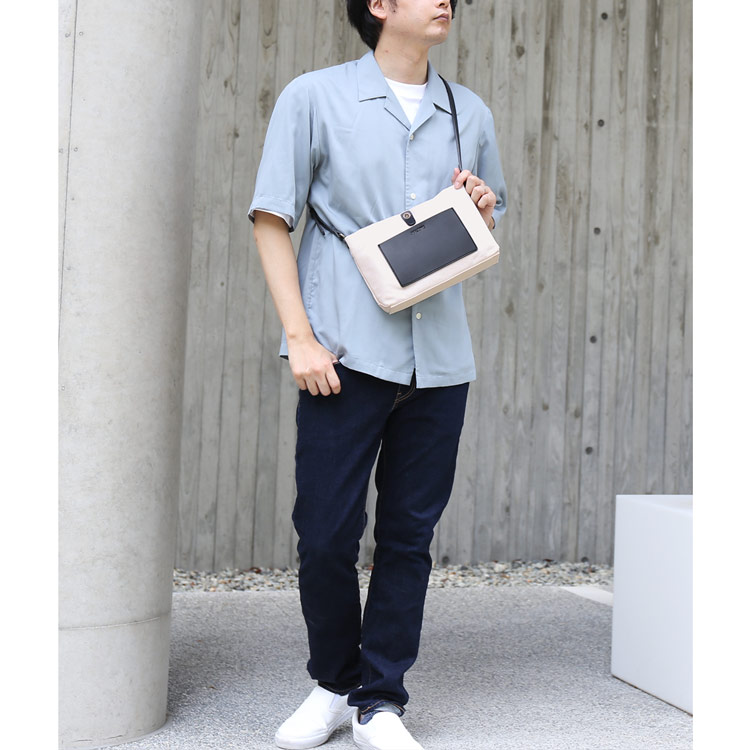 HALEINE ヌメ革 キャンバス 帆布 サコッシュ バッグ ブラント 本革