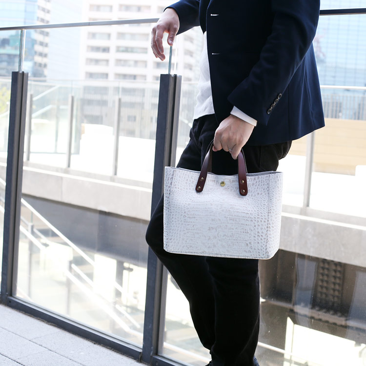 HALEINE クロコダイル 型押し トートバッグ ハンドバッグ  バッグ