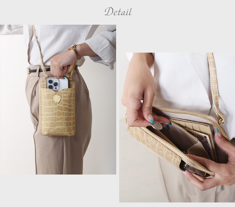 サコッシュ レディース スマホポーチ GOLD PFEIL ディテール