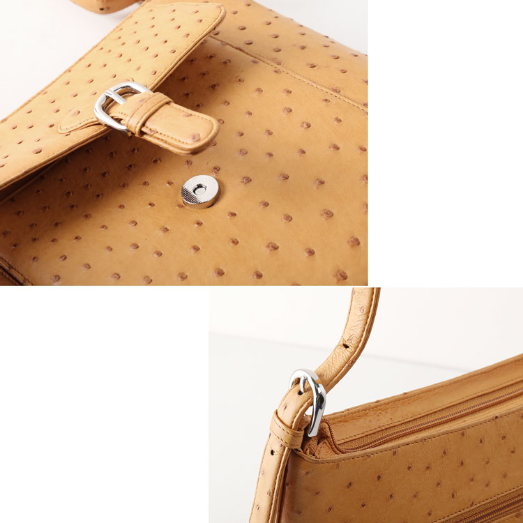 【訳あり】 オーストリッチ バッグ 2WAY ショルダー リボン チェスナット