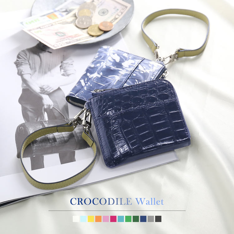クロコダイル 財布 メンズ l字ファスナー コンパクト財布