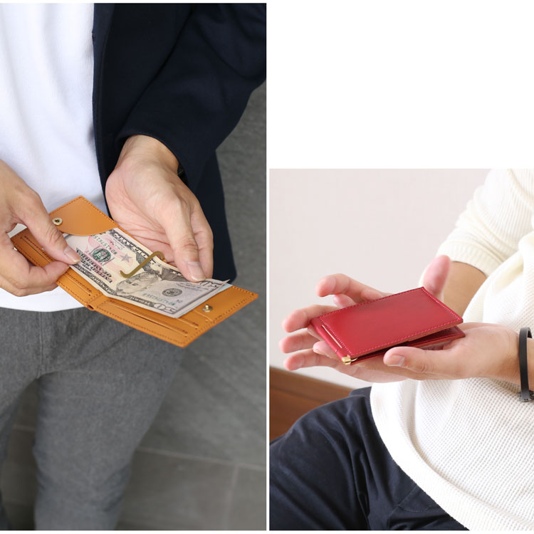 ミニ 小さい サイフ 札ばさみ 財布 キャメル ブラック