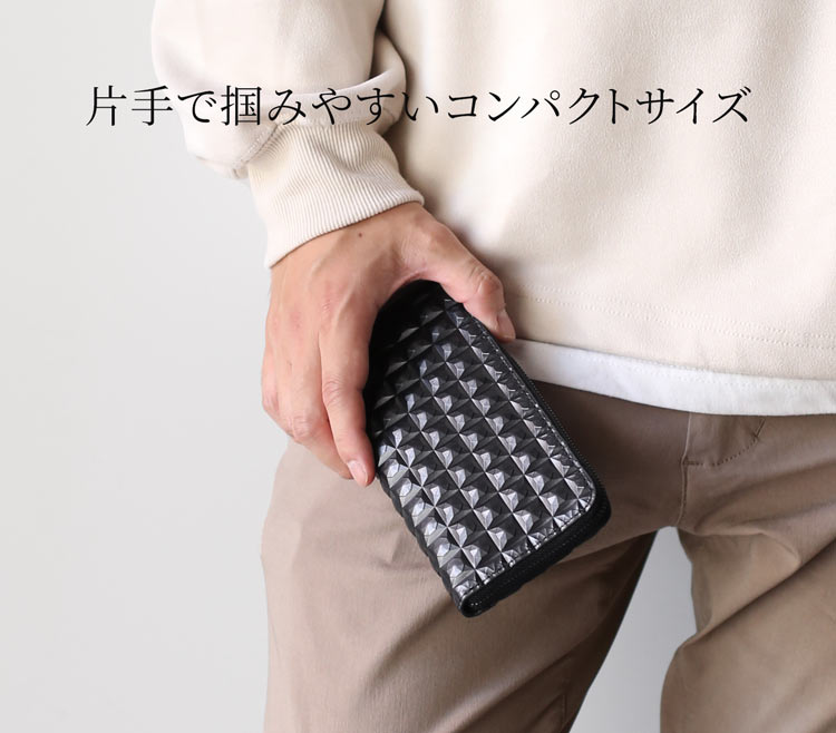 3Dデザイン 牛革 財布 ラウンドファスナー コンパクト 長財布 立体的 デザイン ダイヤ柄 ダイヤ模様 モード おしゃれ 幾何学