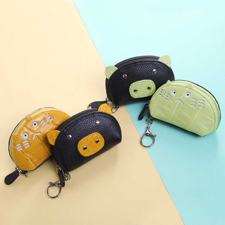 クロコダイル 牛革 ポーチ 長財布 レディース ミニポーチ ねこ ぶた