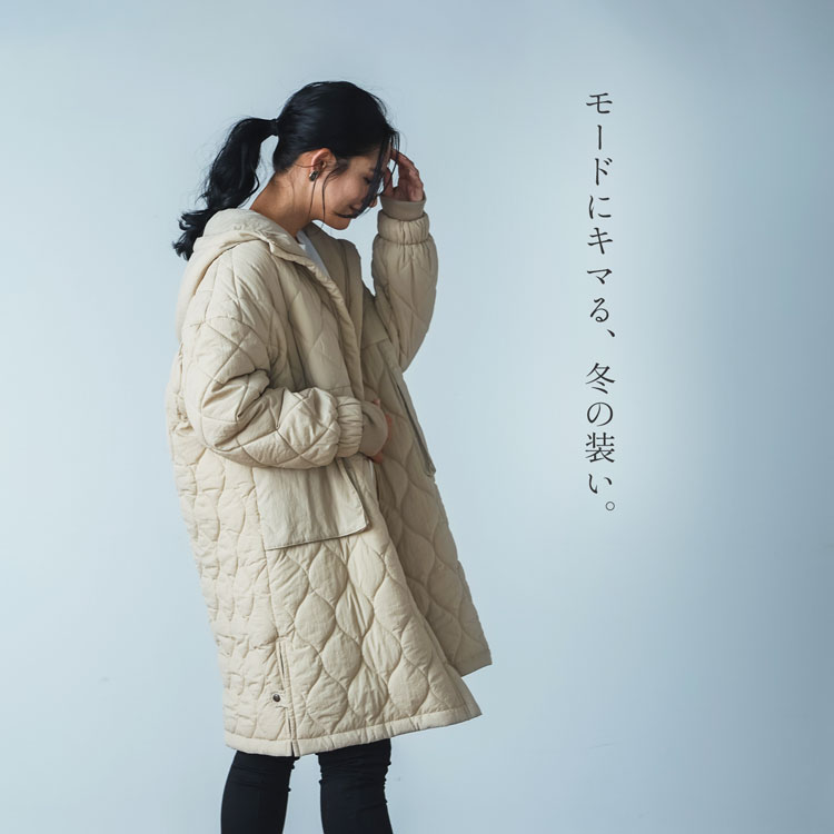 中綿コート フード付き