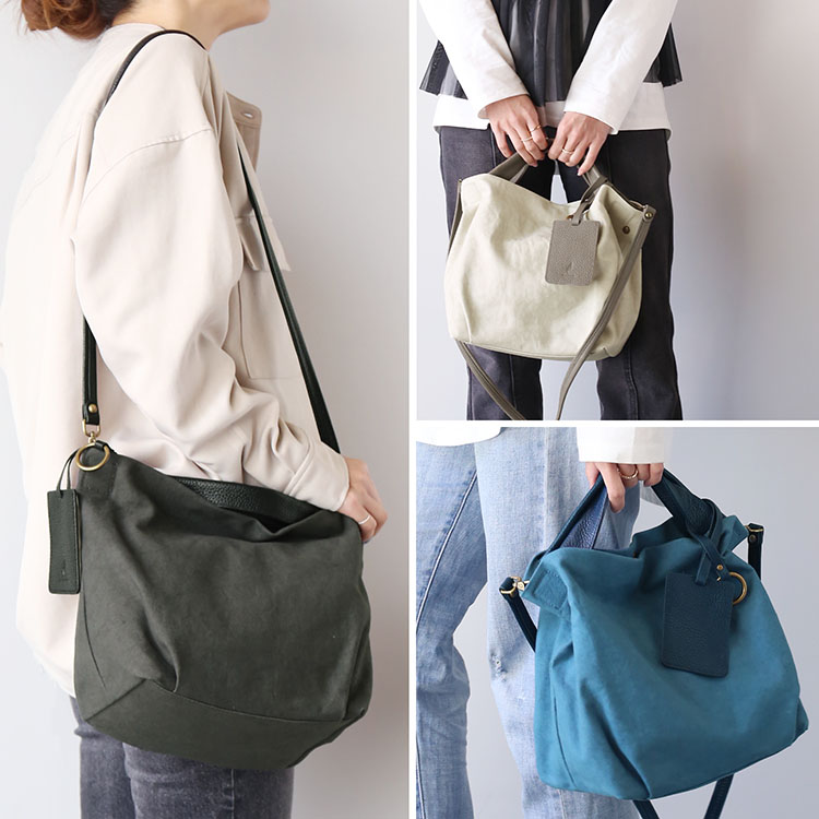 mieno kapol キャンバス レザー 2wayバッグ ショルダー トートバッグ レディース
