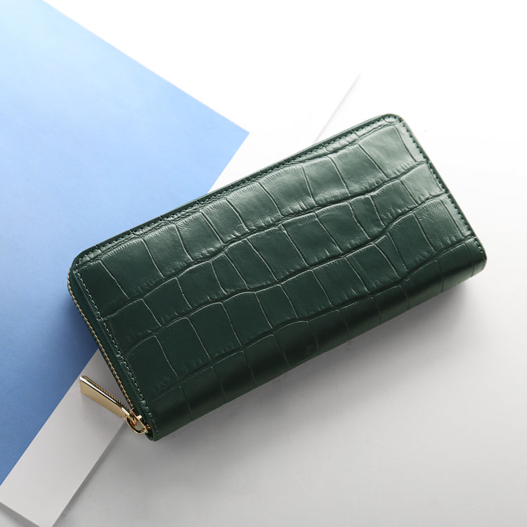 doob london クロコダイル型押し 牛革 長財布 メンズ ダークグリーン