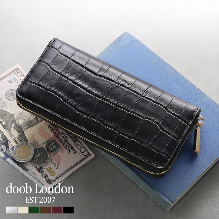 doob london クロコダイル型押し 牛革 長財布 メンズ