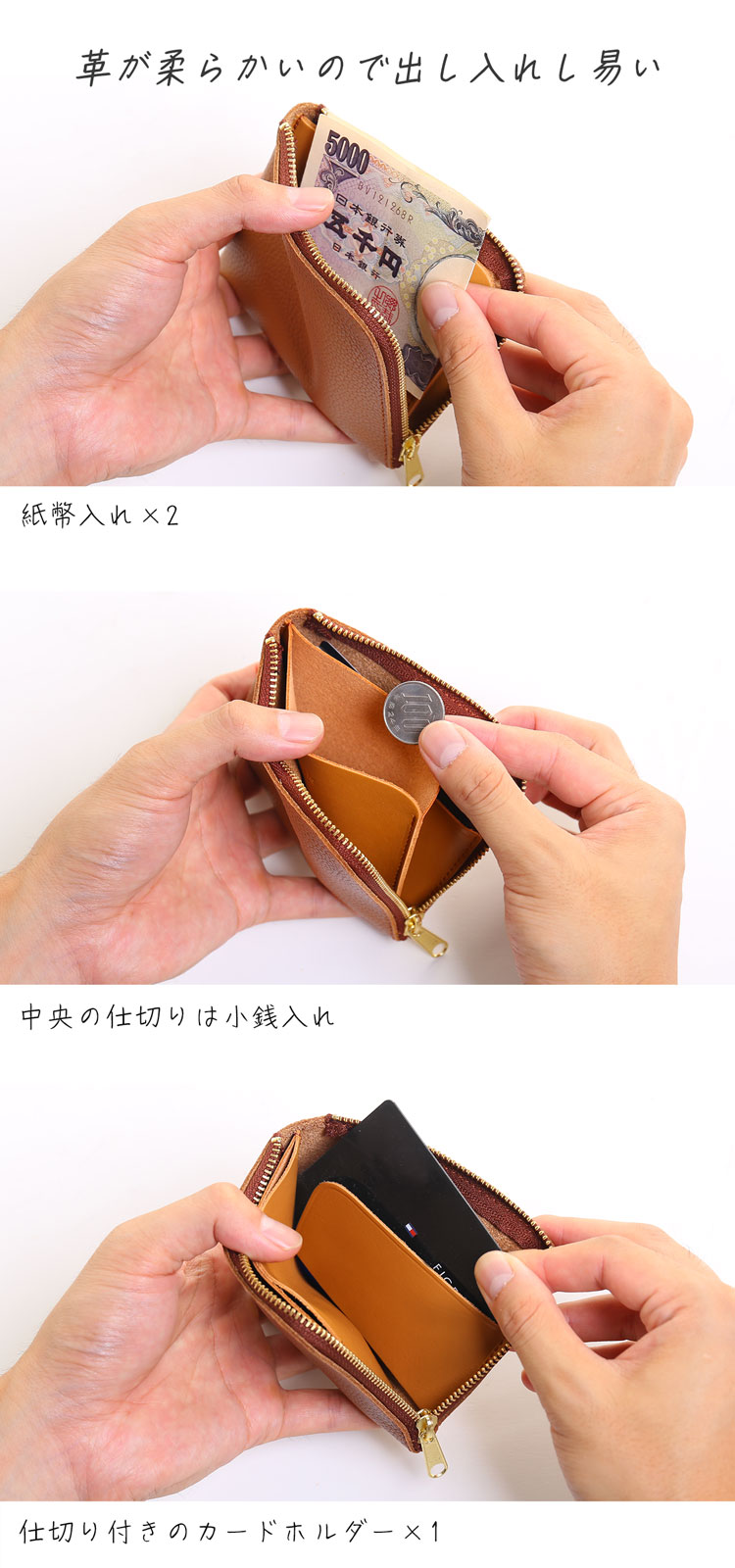 Jamale 財布 牛革 コンパクト 小さい