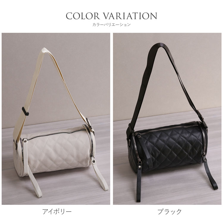 レザーロールバッグキルティングショルダーバッグ