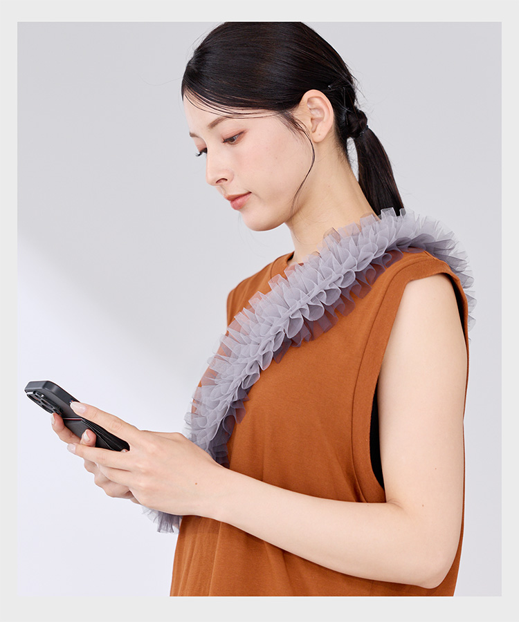 スマホストラップ スマホショルダー フリル チュール