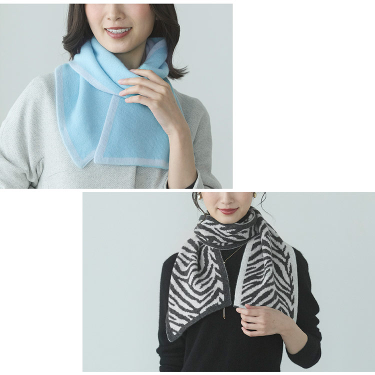 カシミヤ 100% ニット マフラー レディース ショートマフラー