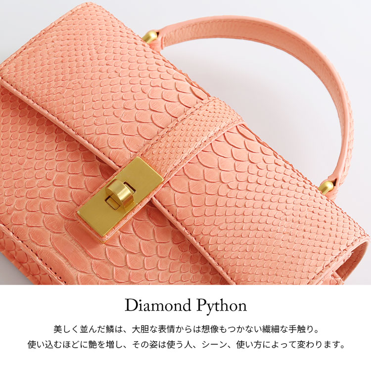 ダイヤモンドパイソン ハンドバッグ レディース